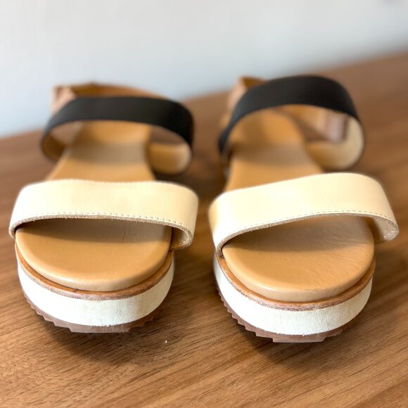 Nisolo Go-To Flatform Sandal in Bone/Black Colorblock, Size 9 - Picture 3 of 6